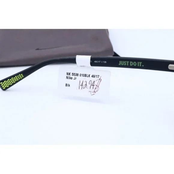 New NIKE NK 5538 010 (2101) Square Black Eyeglasses Demo lens 49mm - Picture 4 of 5